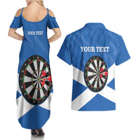 Personalised Scotland Darts Couples Matching Summer Maxi Dress and Hawaiian Shirt Scottish Thistle - Flag Style - Wonder Print Shop