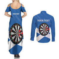 Personalised Scotland Darts Couples Matching Summer Maxi Dress and Long Sleeve Button Shirt Scottish Thistle - Flag Style - Wonder Print Shop