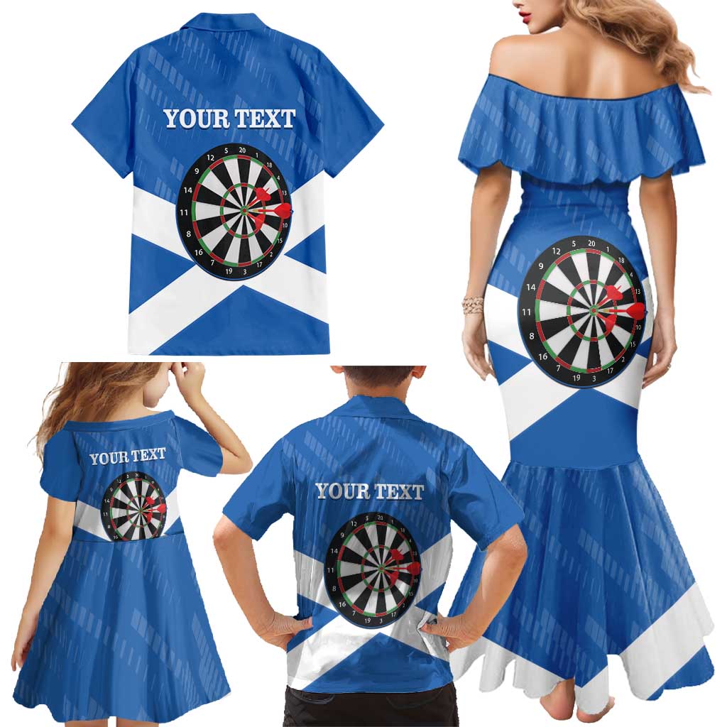 Personalised Scotland Darts Family Matching Mermaid Dress and Hawaiian Shirt Scottish Thistle - Flag Style - Wonder Print Shop