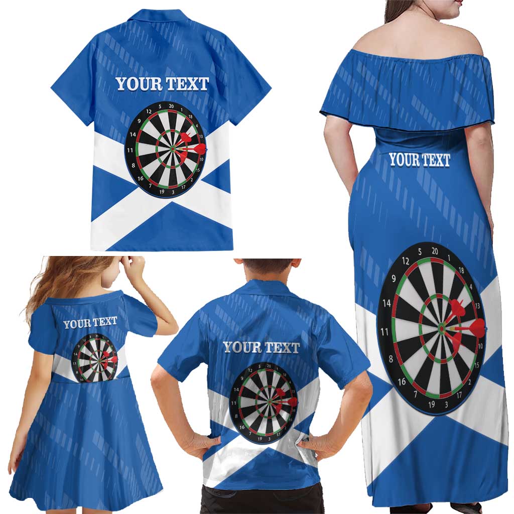 Personalised Scotland Darts Family Matching Off Shoulder Maxi Dress and Hawaiian Shirt Scottish Thistle - Flag Style - Wonder Print Shop