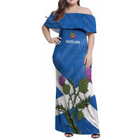 Personalised Scotland Darts Family Matching Off Shoulder Maxi Dress and Hawaiian Shirt Scottish Thistle - Flag Style - Wonder Print Shop