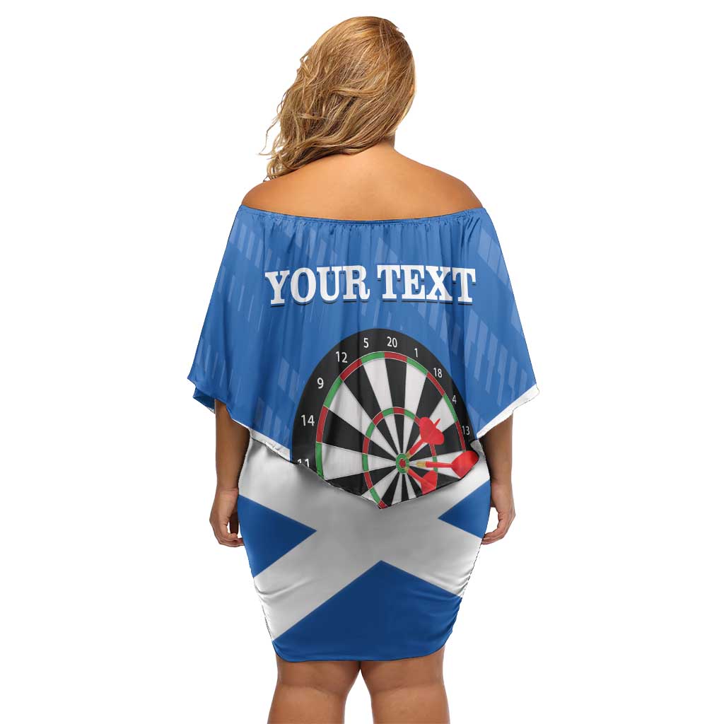 Personalised Scotland Darts Family Matching Off Shoulder Short Dress and Hawaiian Shirt Scottish Thistle - Flag Style - Wonder Print Shop