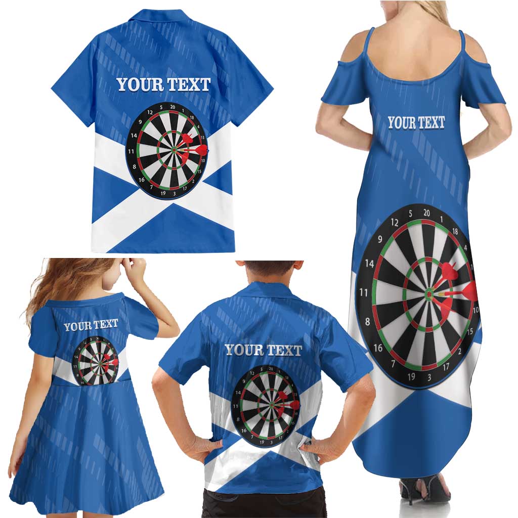 Personalised Scotland Darts Family Matching Summer Maxi Dress and Hawaiian Shirt Scottish Thistle - Flag Style - Wonder Print Shop