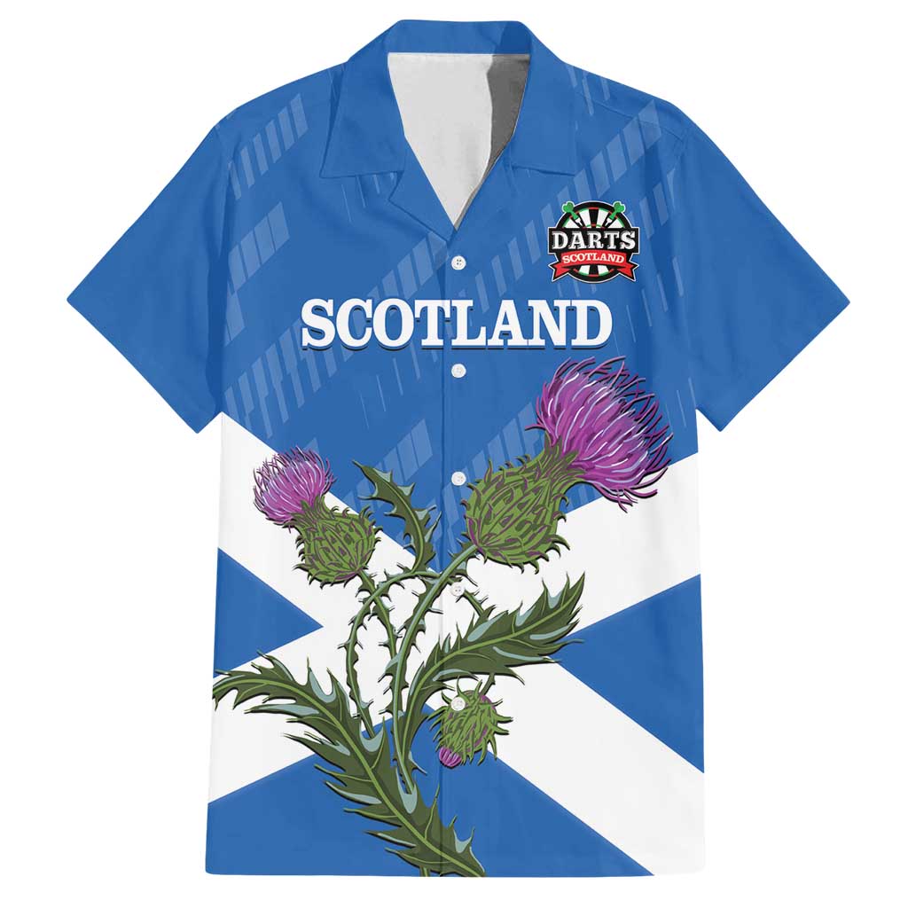 Personalised Scotland Darts Family Matching Summer Maxi Dress and Hawaiian Shirt Scottish Thistle - Flag Style - Wonder Print Shop