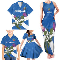 Personalised Scotland Darts Family Matching Tank Maxi Dress and Hawaiian Shirt Scottish Thistle - Flag Style - Wonder Print Shop
