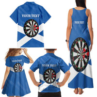 Personalised Scotland Darts Family Matching Tank Maxi Dress and Hawaiian Shirt Scottish Thistle - Flag Style - Wonder Print Shop
