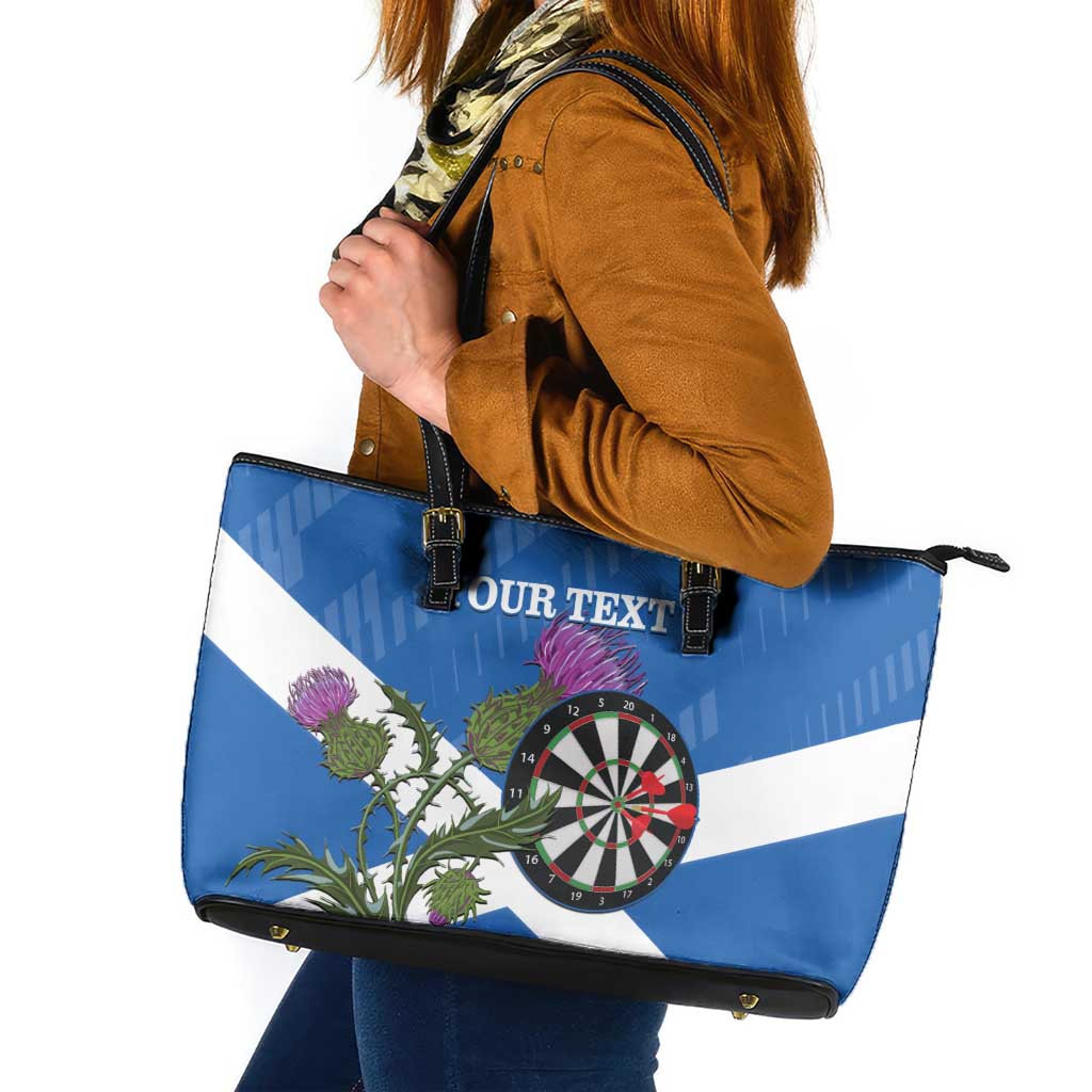 Personalised Scotland Darts Leather Tote Bag Scottish Thistle - Flag Style - Wonder Print Shop
