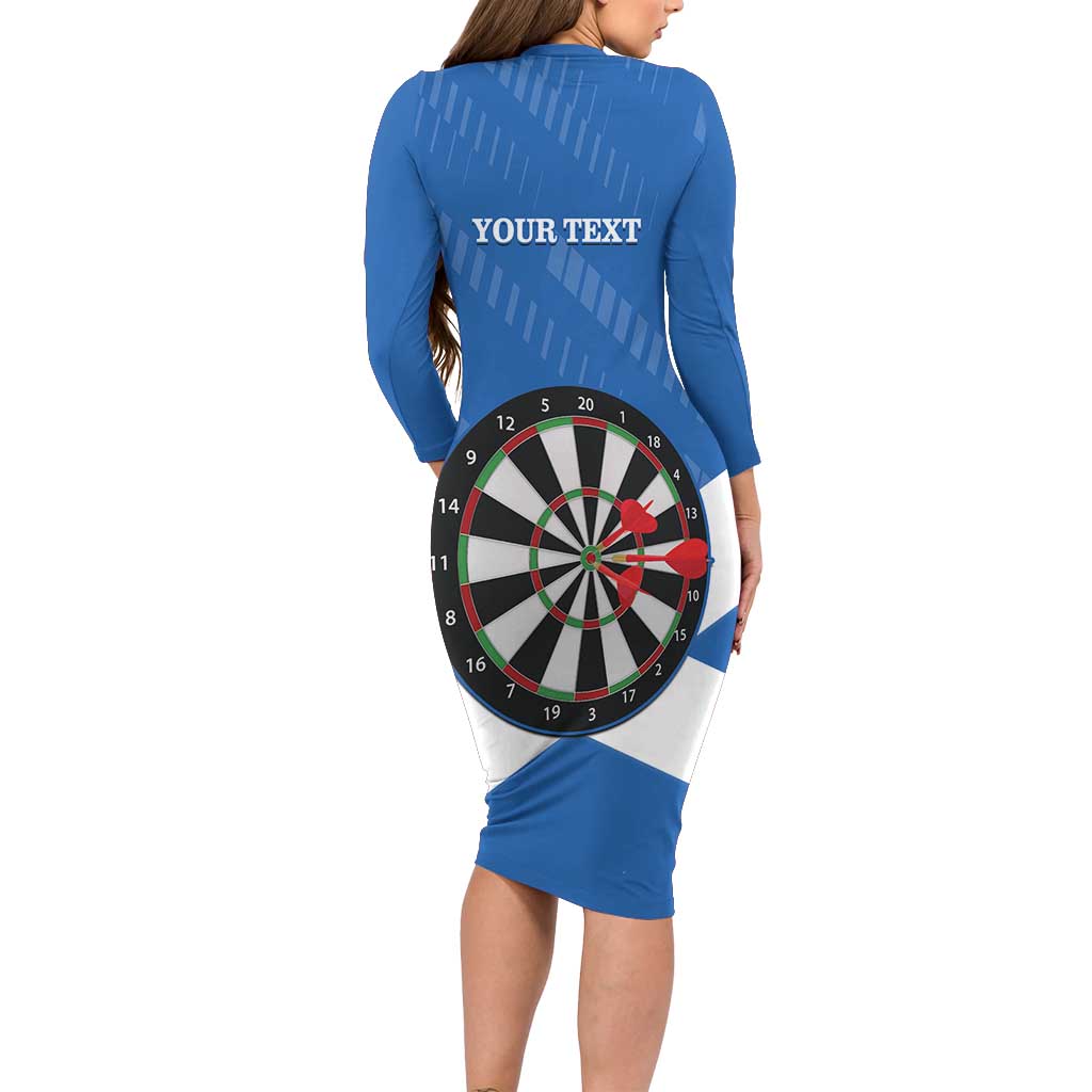 Personalised Scotland Darts Long Sleeve Bodycon Dress Scottish Thistle - Flag Style - Wonder Print Shop