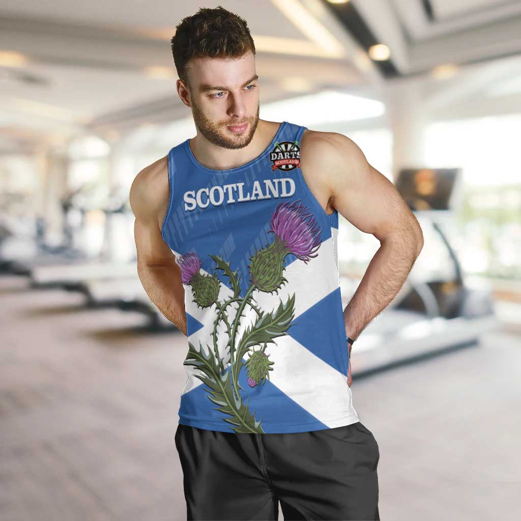 Personalised Scotland Darts Men Tank Top Scottish Thistle - Flag Style - Wonder Print Shop