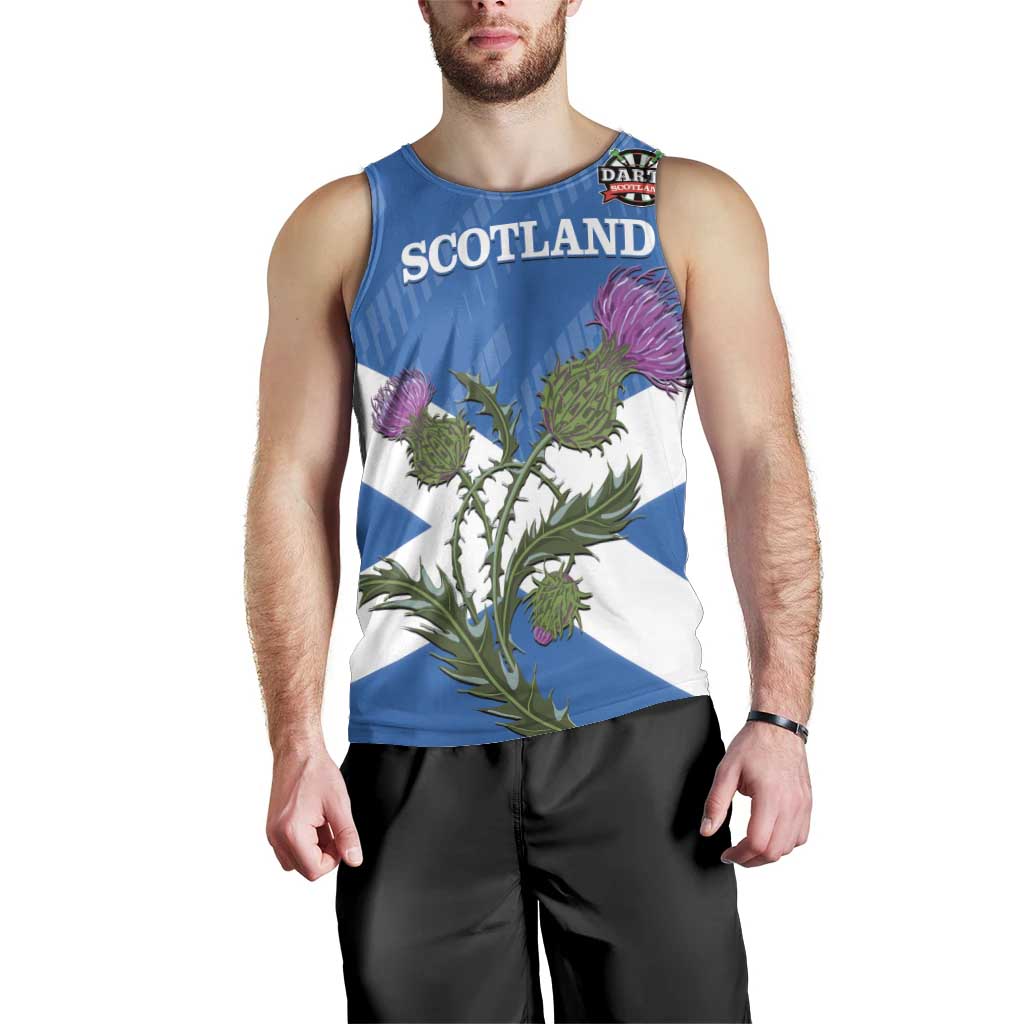 Personalised Scotland Darts Men Tank Top Scottish Thistle - Flag Style - Wonder Print Shop