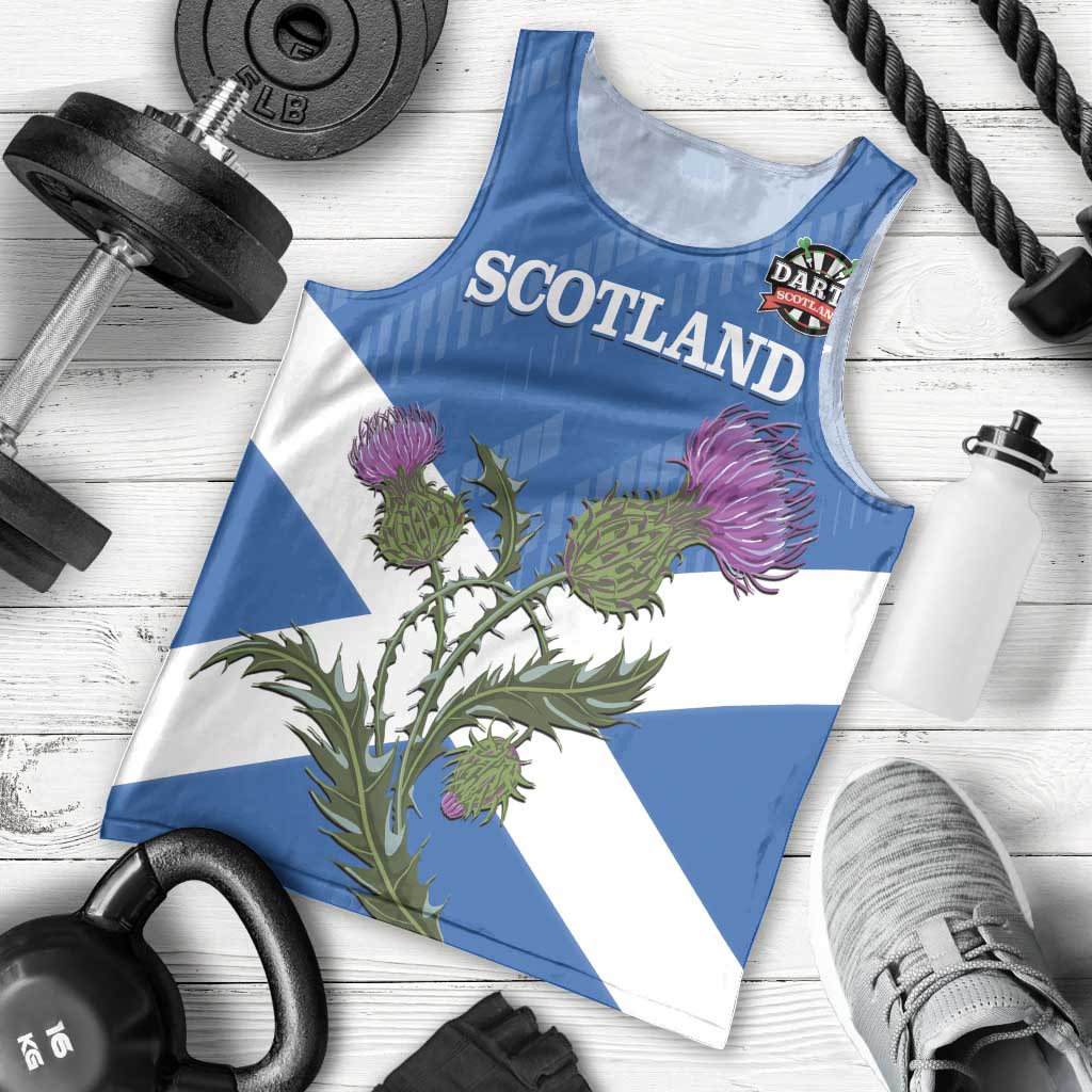 Personalised Scotland Darts Men Tank Top Scottish Thistle - Flag Style - Wonder Print Shop