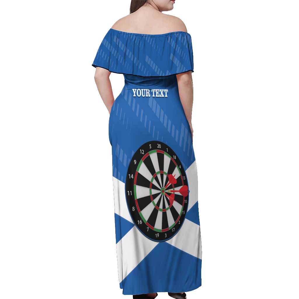 Personalised Scotland Darts Off Shoulder Maxi Dress Scottish Thistle - Flag Style - Wonder Print Shop