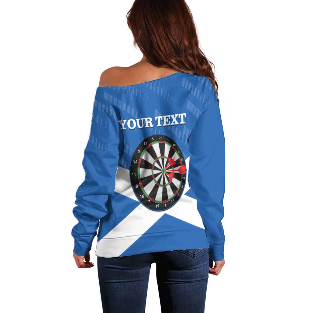 Personalised Scotland Darts Off Shoulder Sweater Scottish Thistle - Flag Style - Wonder Print Shop