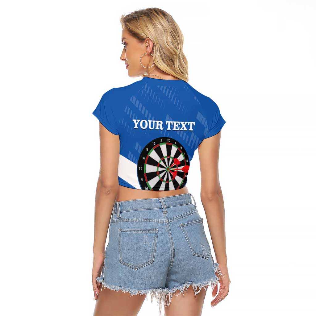 Personalised Scotland Darts Raglan Cropped T Shirt Scottish Thistle - Flag Style - Wonder Print Shop