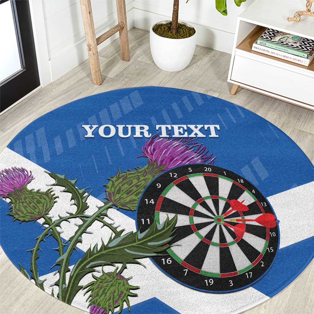 Personalised Scotland Darts Round Carpet Scottish Thistle - Flag Style