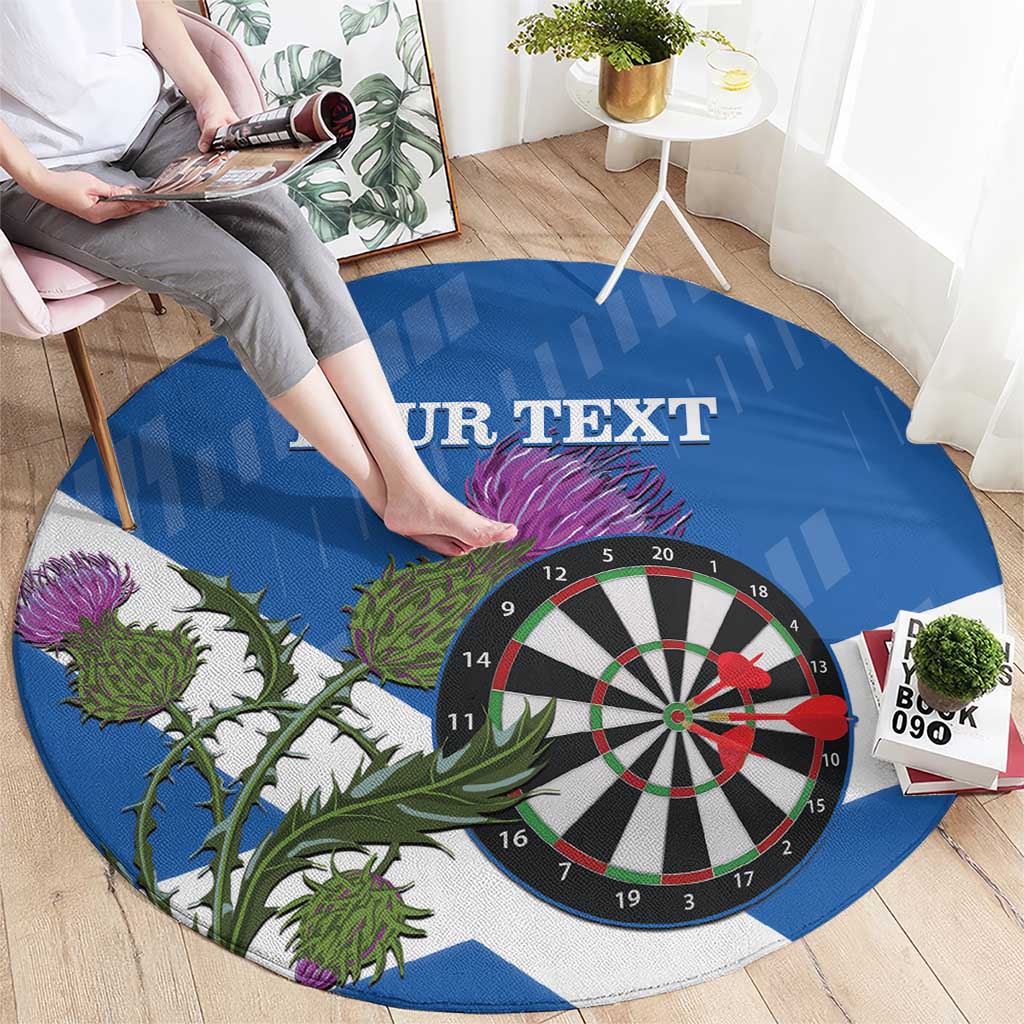 Personalised Scotland Darts Round Carpet Scottish Thistle - Flag Style