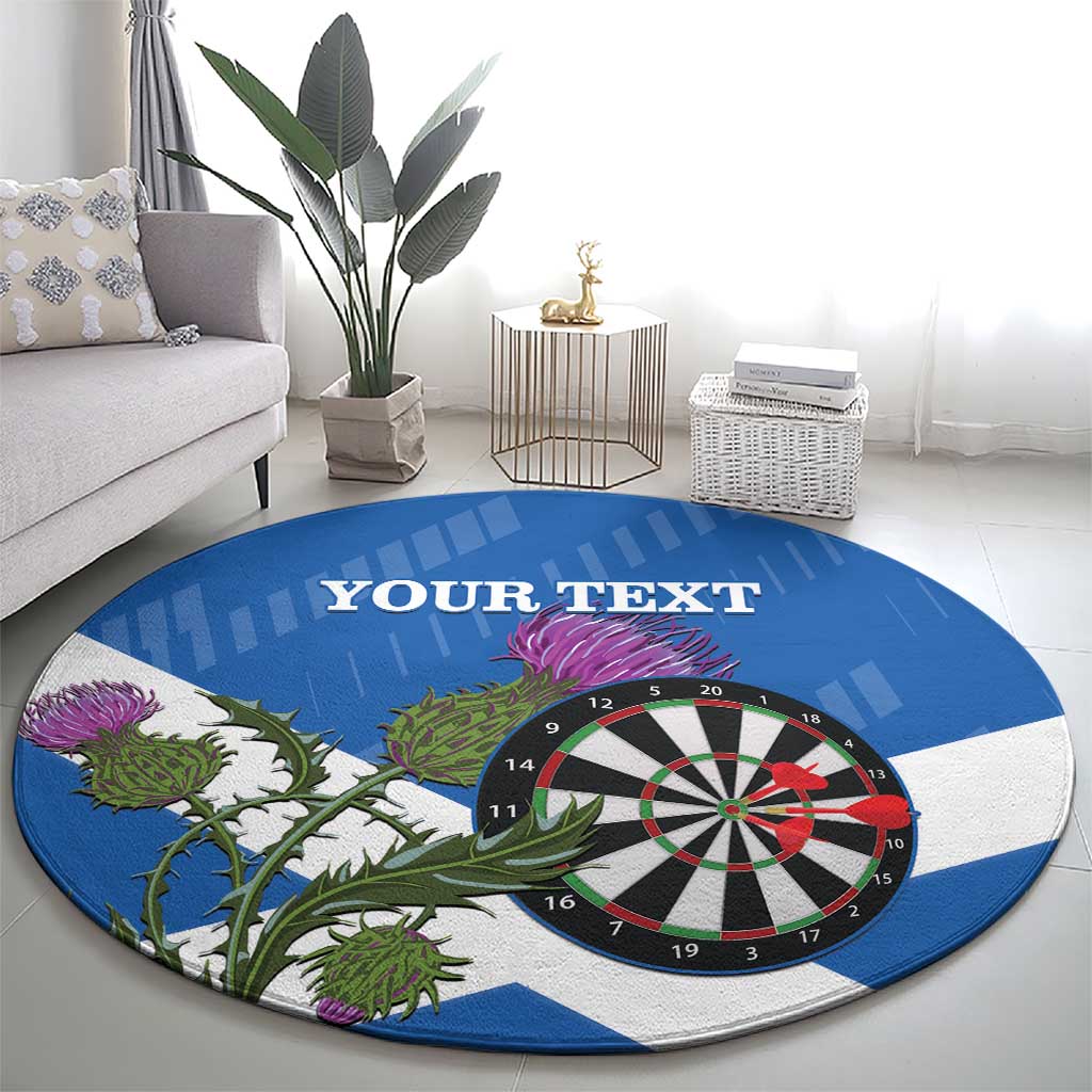 Personalised Scotland Darts Round Carpet Scottish Thistle - Flag Style