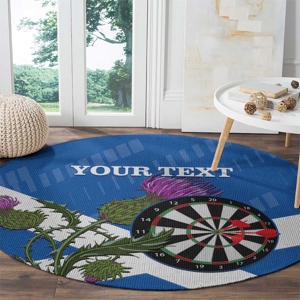 Personalised Scotland Darts Round Carpet Scottish Thistle - Flag Style