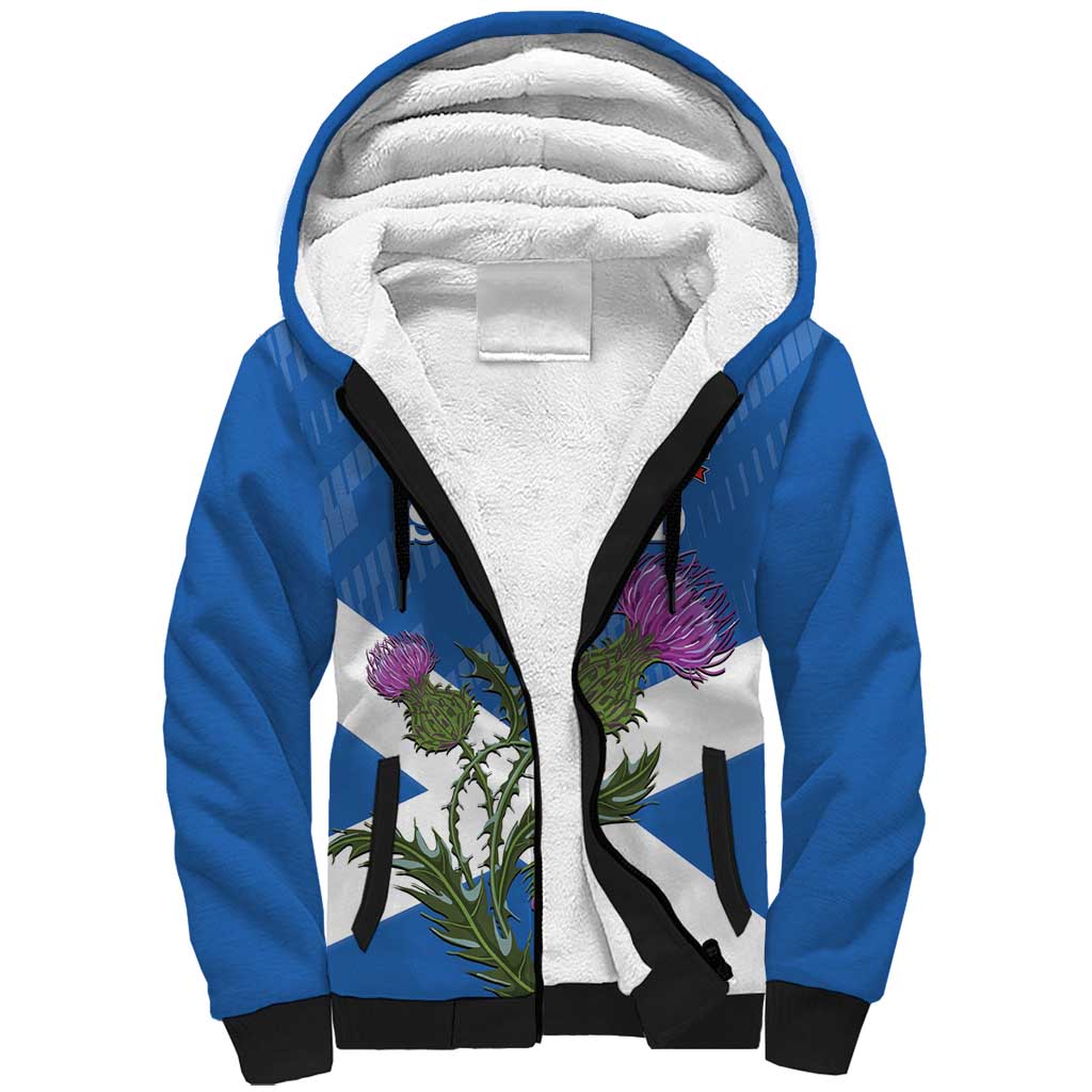 Personalised Scotland Darts Sherpa Hoodie Scottish Thistle - Flag Style - Wonder Print Shop