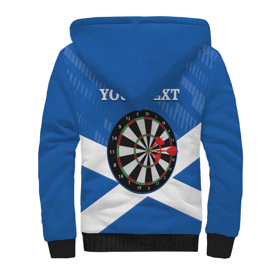Personalised Scotland Darts Sherpa Hoodie Scottish Thistle - Flag Style - Wonder Print Shop