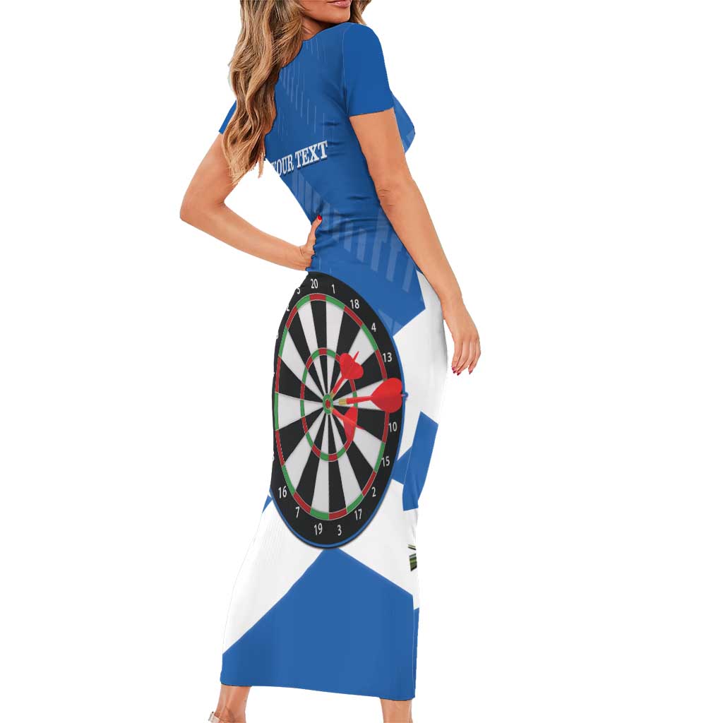 Personalised Scotland Darts Short Sleeve Bodycon Dress Scottish Thistle - Flag Style - Wonder Print Shop