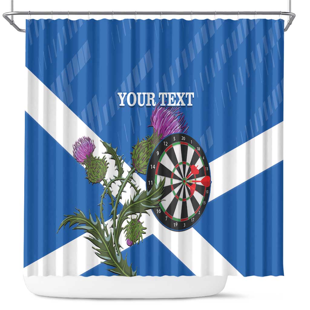 Personalised Scotland Darts Shower Curtain Scottish Thistle - Flag Style