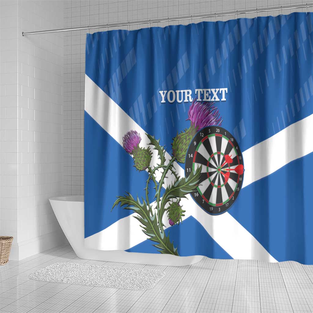 Personalised Scotland Darts Shower Curtain Scottish Thistle - Flag Style
