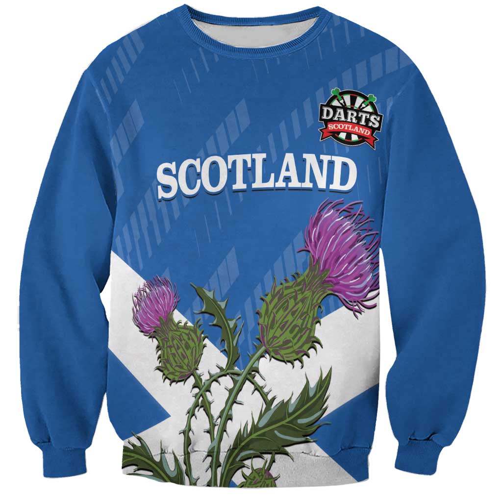 Personalised Scotland Darts Sweatshirt Scottish Thistle - Flag Style - Wonder Print Shop