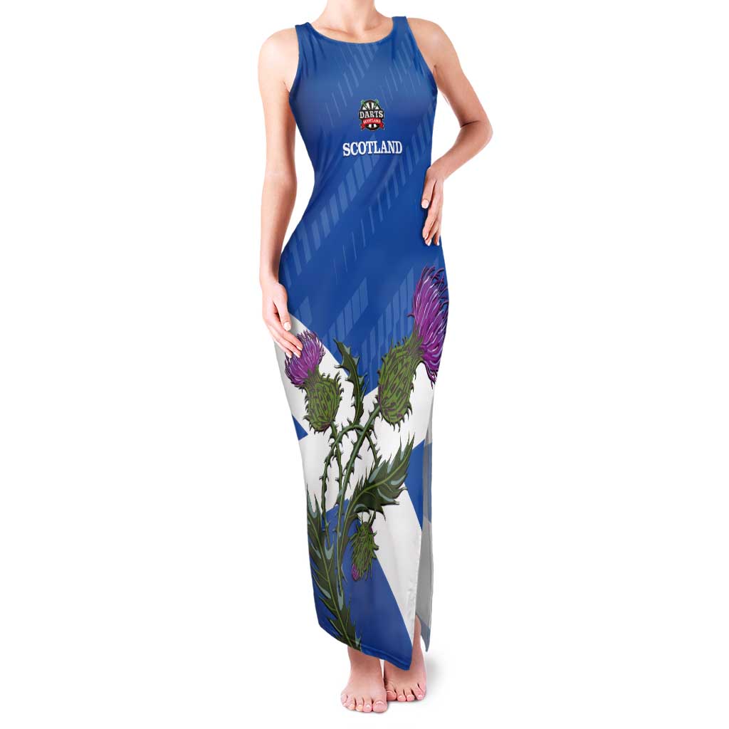 Personalised Scotland Darts Tank Maxi Dress Scottish Thistle - Flag Style - Wonder Print Shop