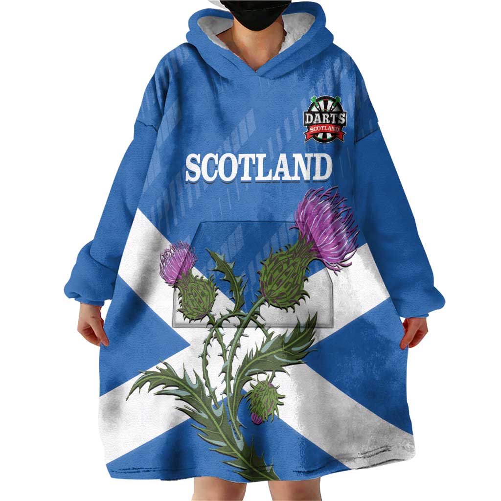 Personalised Scotland Darts Wearable Blanket Hoodie Scottish Thistle - Flag Style - Wonder Print Shop