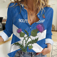 Personalised Scotland Darts Women Casual Shirt Scottish Thistle - Flag Style - Wonder Print Shop