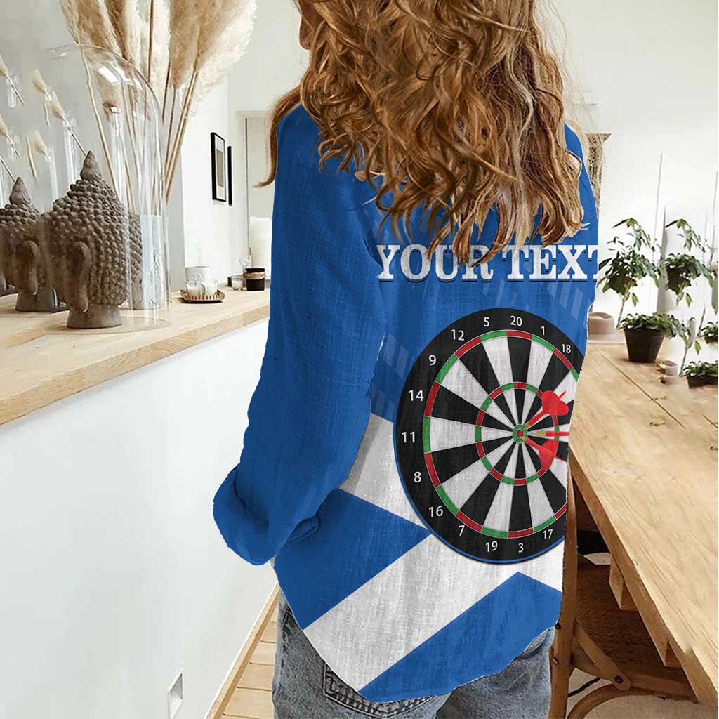 Personalised Scotland Darts Women Casual Shirt Scottish Thistle - Flag Style - Wonder Print Shop