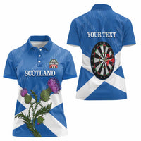 Personalised Scotland Darts Women Polo Shirt Scottish Thistle - Flag Style - Wonder Print Shop