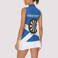 Personalised Scotland Darts Women Sleeveless Polo Shirt Scottish Thistle - Flag Style - Wonder Print Shop