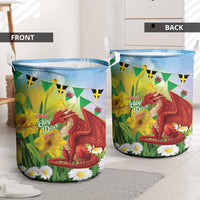 Wales Saint David's Day Laundry Basket Dydd Gwyl Dewi Hapus Dragon Daffodil - Wonder Print Shop