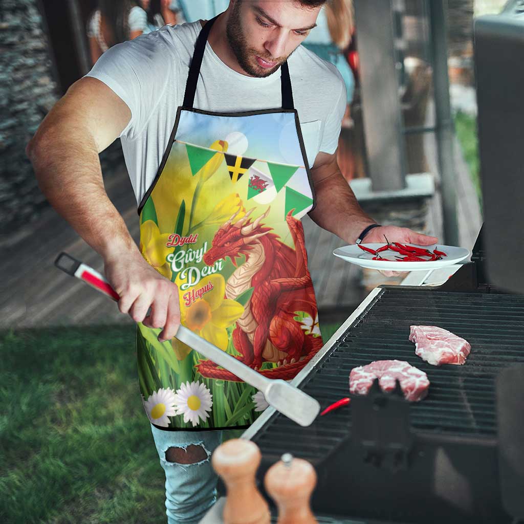 Wales Saint David's Day Apron Dydd Gwyl Dewi Hapus Dragon Daffodil - Wonder Print Shop