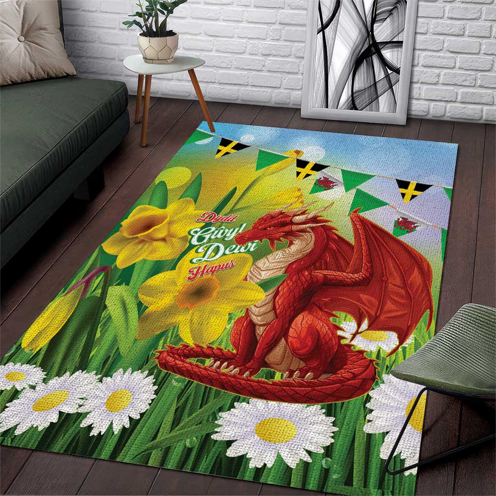 Wales Saint David's Day Area Rug Dydd Gwyl Dewi Hapus Dragon Daffodil - Wonder Print Shop