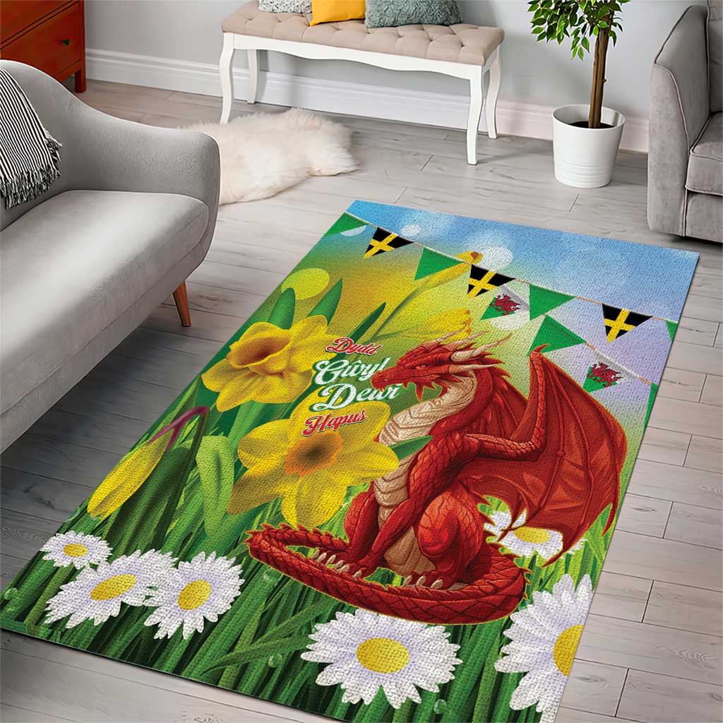 Wales Saint David's Day Area Rug Dydd Gwyl Dewi Hapus Dragon Daffodil - Wonder Print Shop
