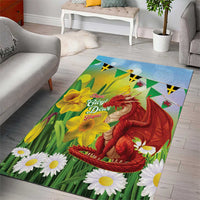 Wales Saint David's Day Area Rug Dydd Gwyl Dewi Hapus Dragon Daffodil - Wonder Print Shop