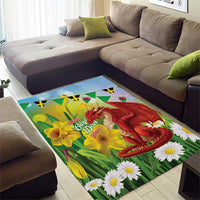 Wales Saint David's Day Area Rug Dydd Gwyl Dewi Hapus Dragon Daffodil - Wonder Print Shop