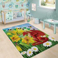 Wales Saint David's Day Area Rug Dydd Gwyl Dewi Hapus Dragon Daffodil - Wonder Print Shop