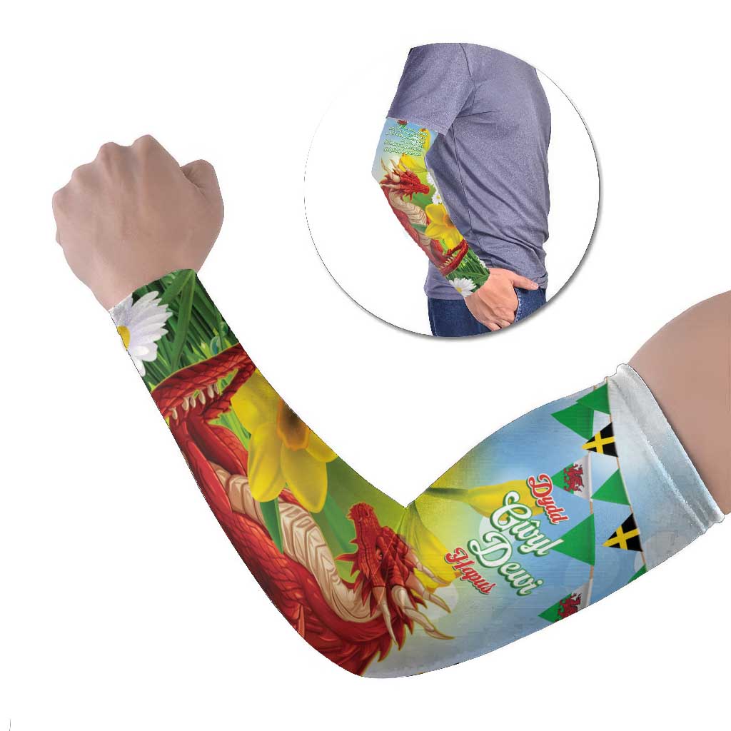 Wales Saint David's Day Arm Sleeves Dydd Gwyl Dewi Hapus Dragon Daffodil - Wonder Print Shop