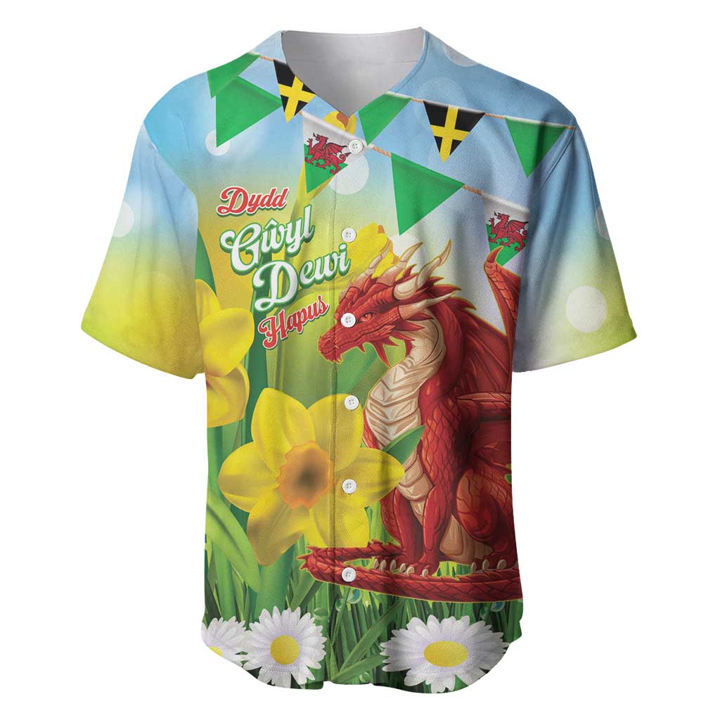 Wales Saint David's Day Baseball Jersey Dydd Gwyl Dewi Hapus Dragon Daffodil - Wonder Print Shop