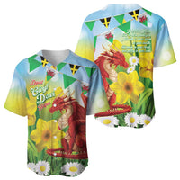 Wales Saint David's Day Baseball Jersey Dydd Gwyl Dewi Hapus Dragon Daffodil - Wonder Print Shop