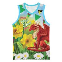 Wales Saint David's Day Basketball Jersey Dydd Gwyl Dewi Hapus Dragon Daffodil - Wonder Print Shop