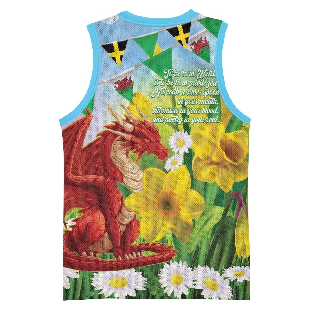 Wales Saint David's Day Basketball Jersey Dydd Gwyl Dewi Hapus Dragon Daffodil - Wonder Print Shop