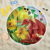 Wales Saint David's Day Beach Blanket Dydd Gwyl Dewi Hapus Dragon Daffodil - Wonder Print Shop