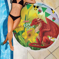 Wales Saint David's Day Beach Blanket Dydd Gwyl Dewi Hapus Dragon Daffodil - Wonder Print Shop