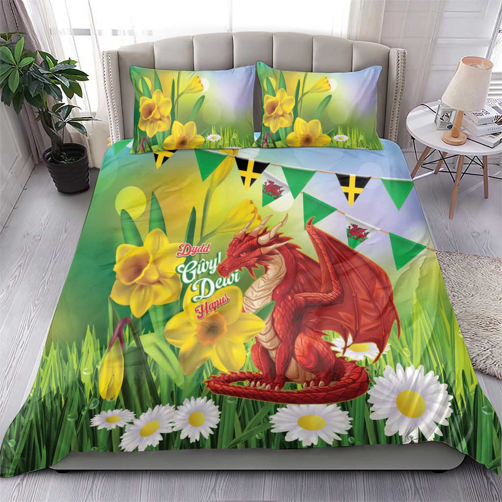 Wales Saint David's Day Bedding Set Dydd Gwyl Dewi Hapus Dragon Daffodil - Wonder Print Shop
