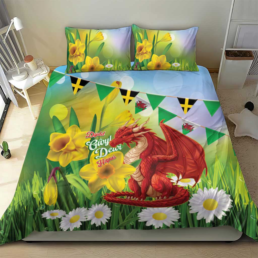 Wales Saint David's Day Bedding Set Dydd Gwyl Dewi Hapus Dragon Daffodil - Wonder Print Shop